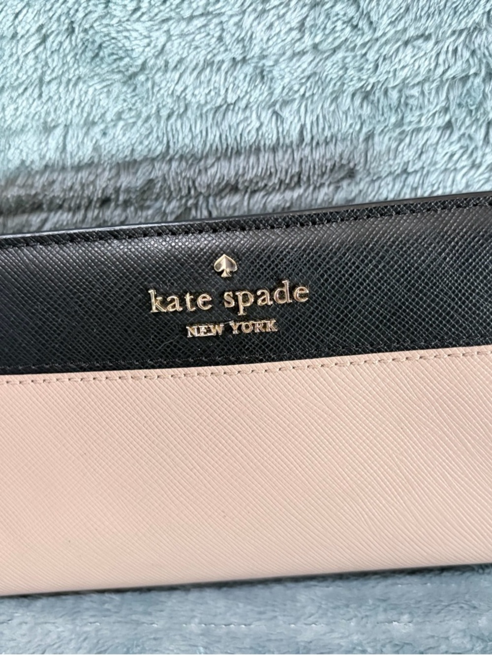 kate spade Two-Tone Pink and Black Saffiano Zip Wallet